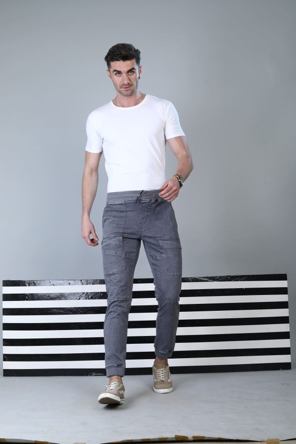 Men's Slim Fit Gray Denim Jogger # IRJ 35